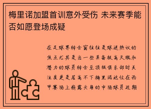 梅里诺加盟首训意外受伤 未来赛季能否如愿登场成疑